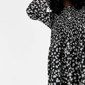 Mini smock dress with daisy print